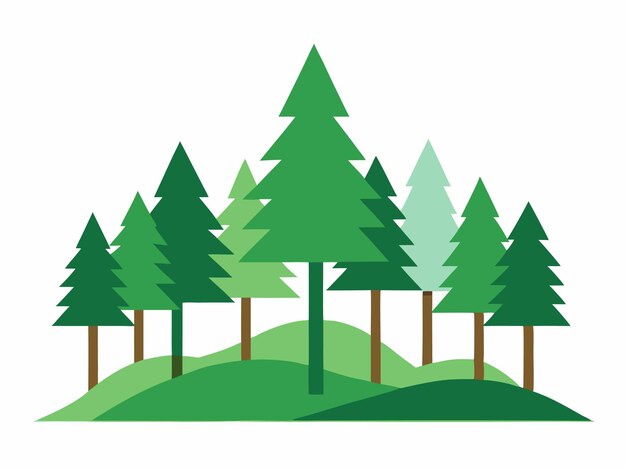 Ilustración minimalista del bosque sobre un fondo blanco