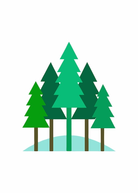 Ilustración minimalista del bosque sobre un fondo blanco