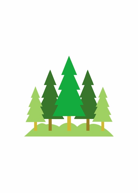 Ilustración minimalista del bosque sobre un fondo blanco