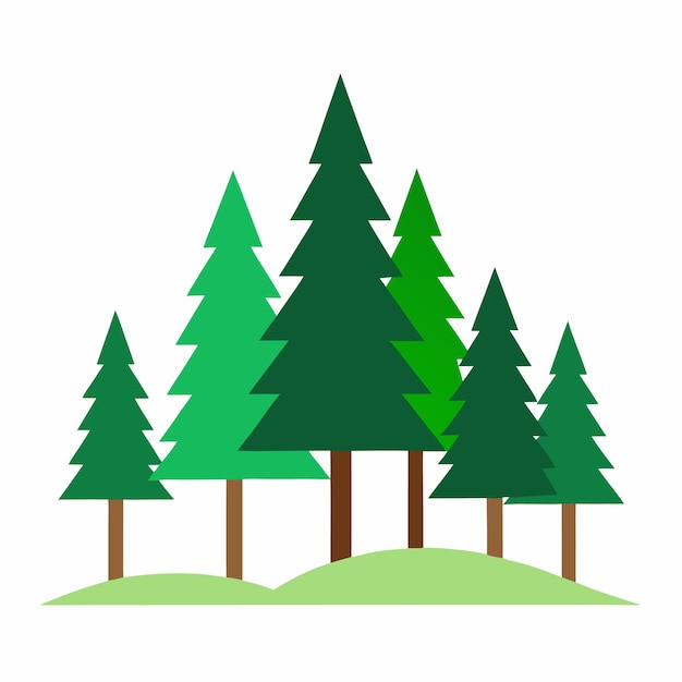 Ilustración minimalista del bosque sobre un fondo blanco