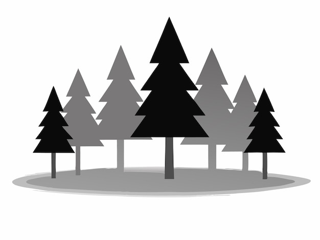 Ilustración minimalista del bosque sobre un fondo blanco