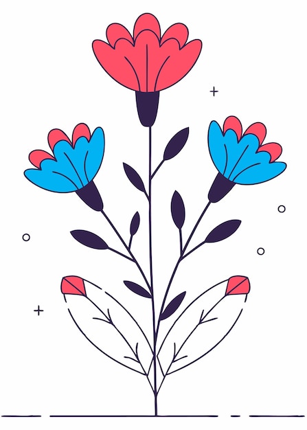 Ilustración minimalista de flores sobre un fondo blanco