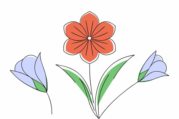 Ilustración minimalista de flores sobre un fondo blanco