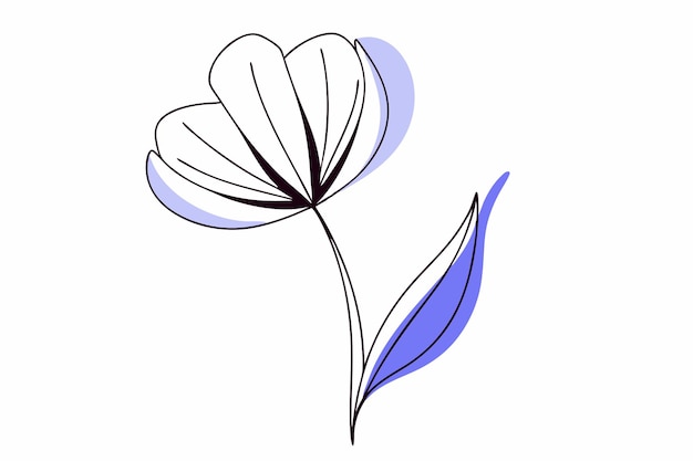 Ilustración minimalista de flores sobre un fondo blanco