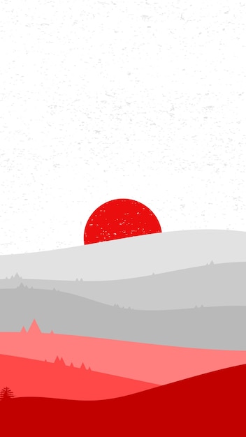Ilustración minimalista de fondo de pantalla con vista a la colina