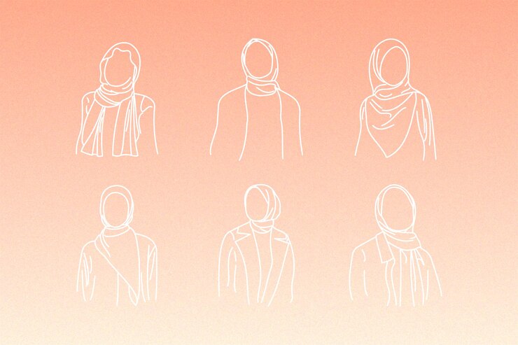 Vector ilustración minimalista de una mujer con hijab