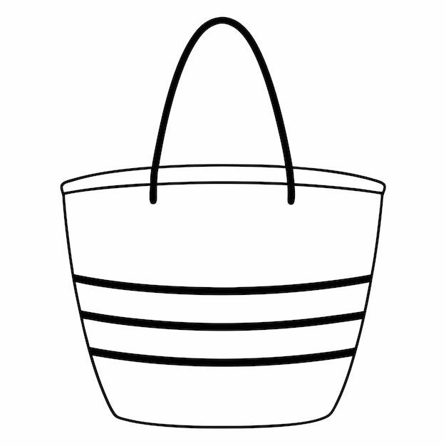 Ilustración minimalista personalizada en blanco y negro de la bolsa de paja