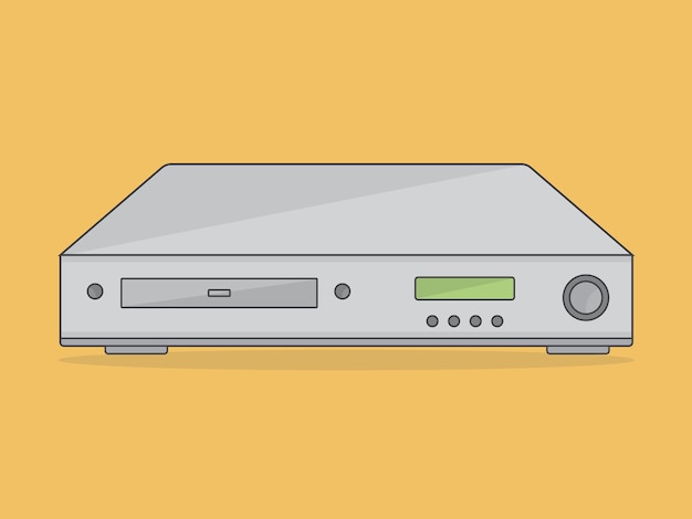 ilustración minimalista del reproductor de dvd cd vhs en color blanco retro tech 80s 90s nostalgia
