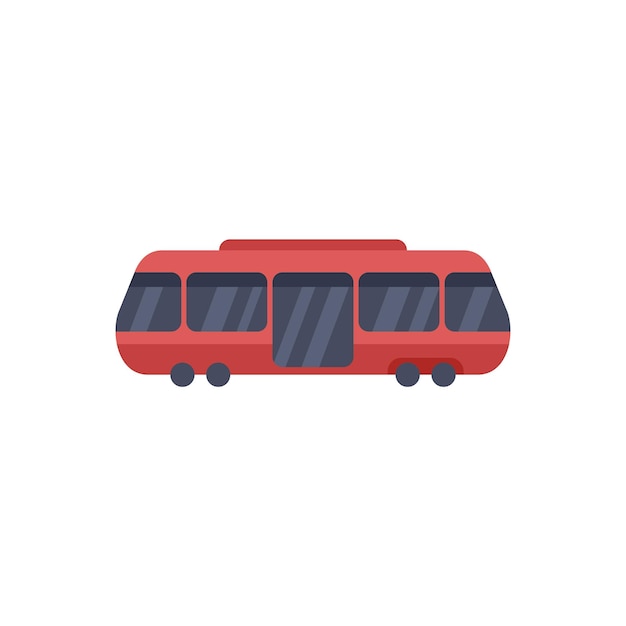 Ilustración minimalista del transporte público del tranvía rojo de vista lateral