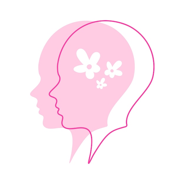 Ilustración minimalista de Vector de salud mental curada