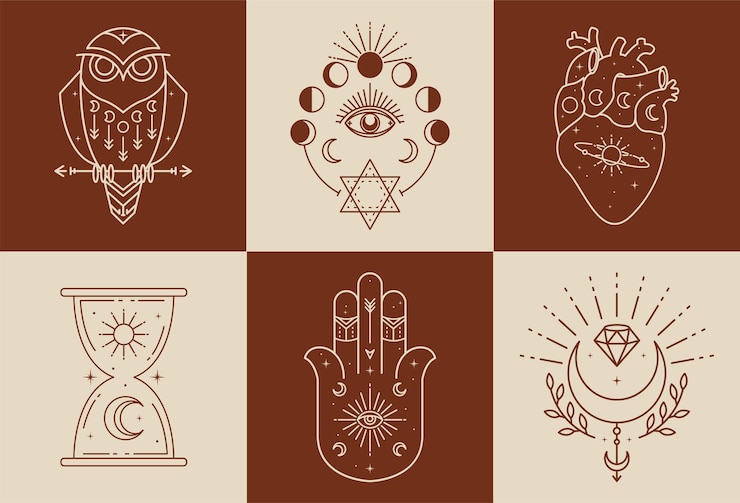 Vector ilustración mística y celestial