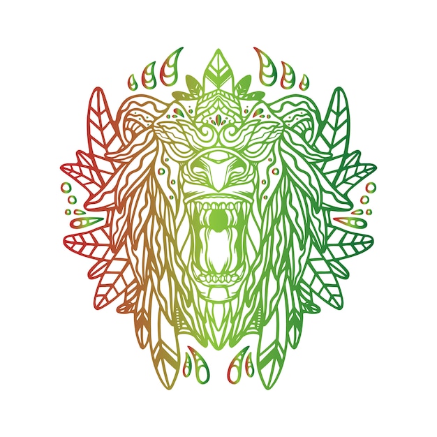 Vector ilustración mística de la naturaleza del león