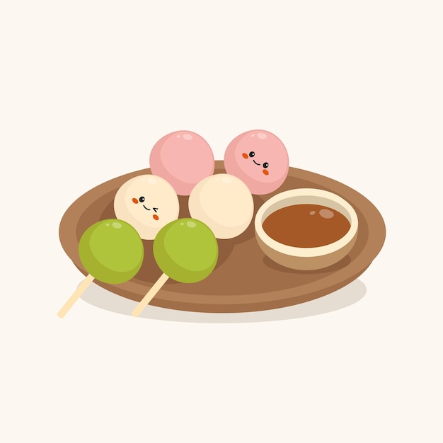 Ilustración de Mochi Dango dibujada a mano