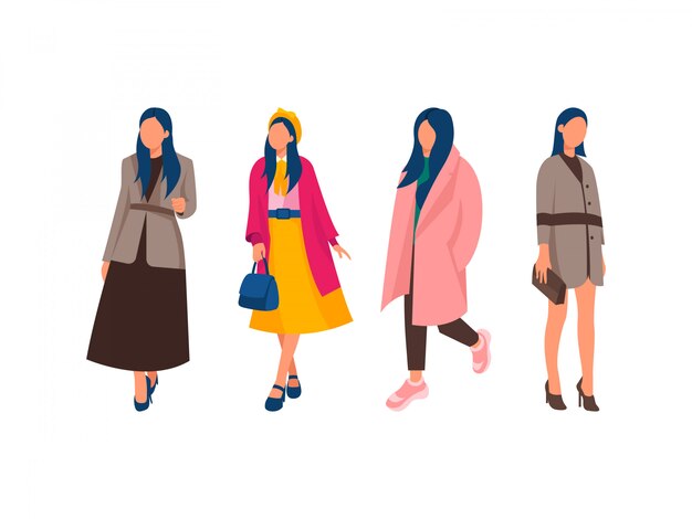 Ilustración de moda con colección de modelos femeninos