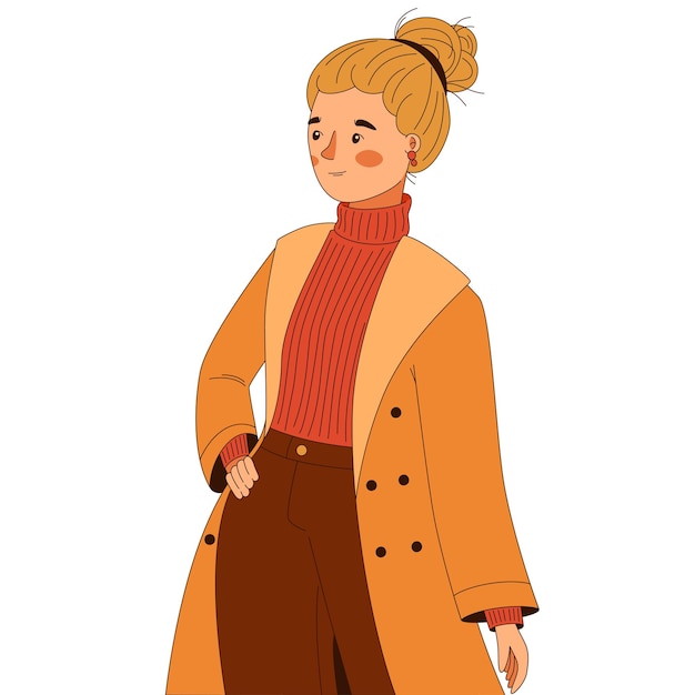 Vector ilustración de moda de una hermosa joven en un traje de invierno modelo de moda