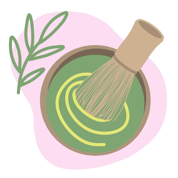 Ilustración de moda de la preparación de matcha