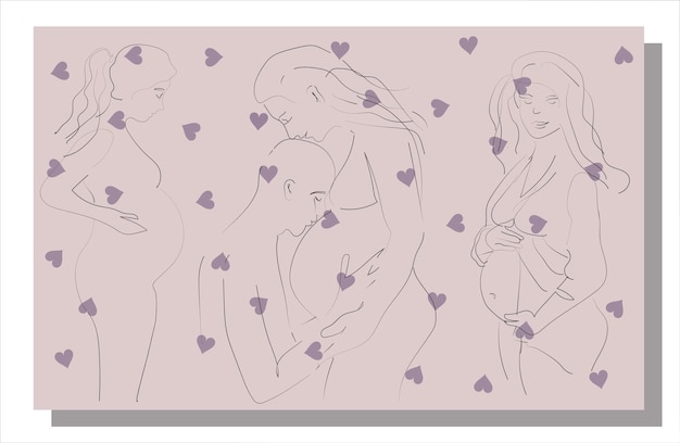 Ilustración de moda vectorial de amor de relación en estilo lineal moderno Arte elegante