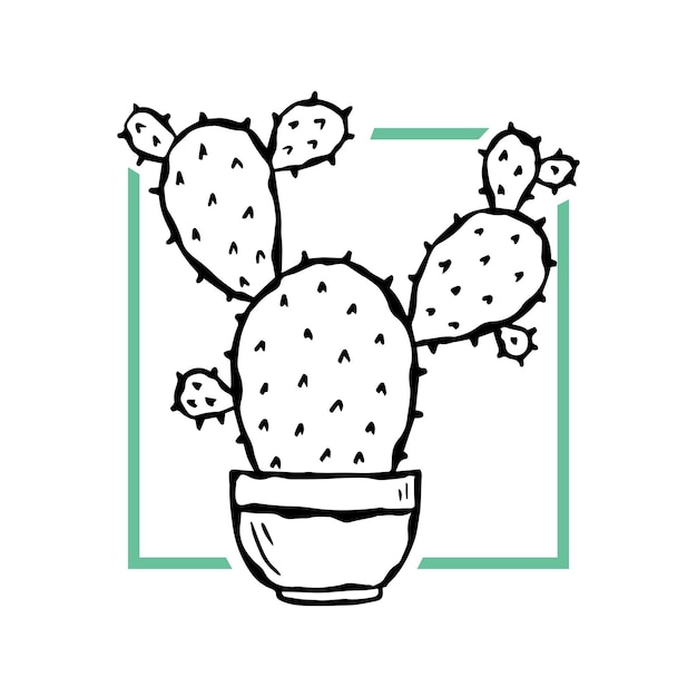 Ilustración de moda vectorial de un cactus en una maceta cartel minimalista de moda