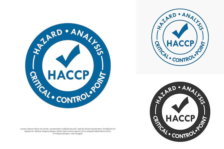 Vector ilustración del modelo del logotipo del análisis de peligros del haccp y de los puntos de control críticos