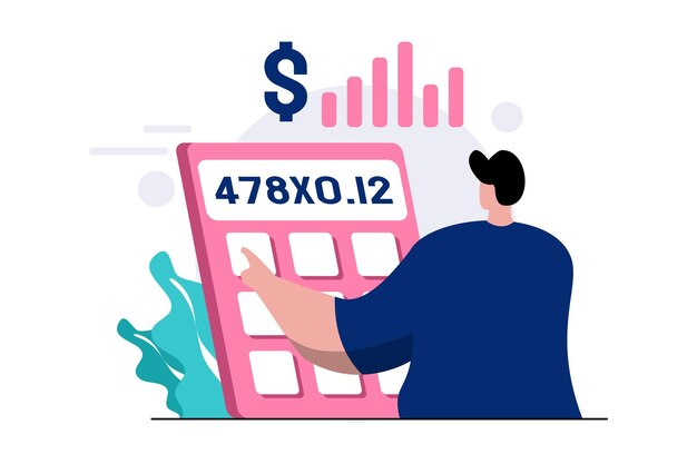 Ilustración moderna de contabilidad financiera plana para proyectos de publicidad y marca de diseño web