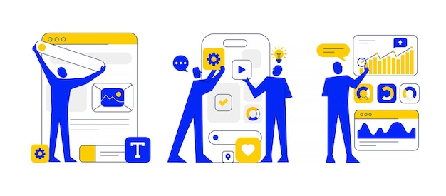 Ilustración moderna de diseño plano de negocios en línea 2