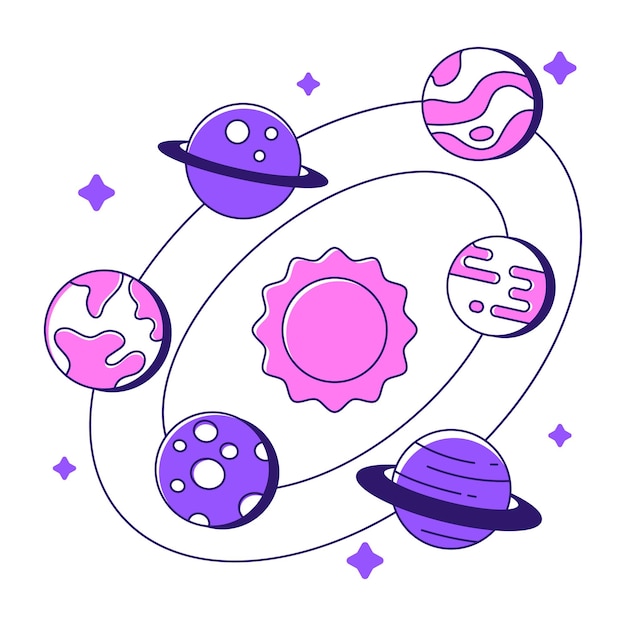Ilustración moderna del diseño del sistema solar