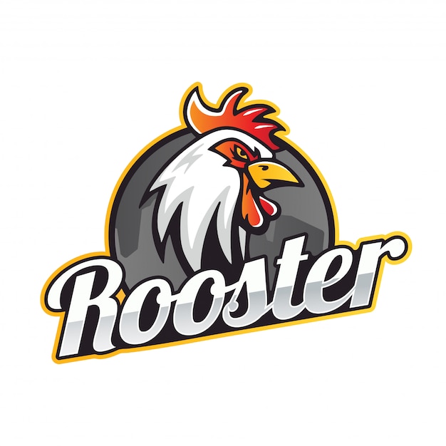 Ilustración moderna de insignia del logotipo del equipo de deportes del gallo
