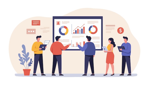 Ilustración moderna del trabajo en equipo empresarial para conceptos de colaboración