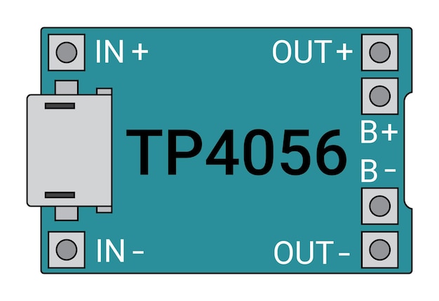 Ilustración del módulo cargador de batería de litio tp 4056. ciencias de la educación física.