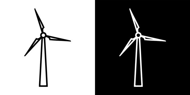 Ilustración con molino de viento negro Energía limpia Energía verde