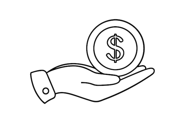 Ilustración de monedas de dólar con la mano para temas financieros
