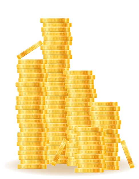 Ilustración de monedas de oro aislado en blanco