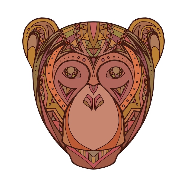 Ilustración mono decorado patrón tribal para tu creatividad