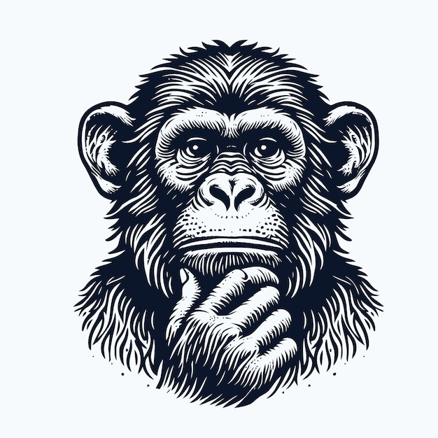 Ilustración de un mono con estilo de grabado
