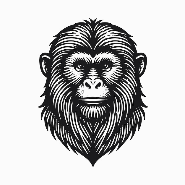 Ilustración de un mono con estilo de grabado