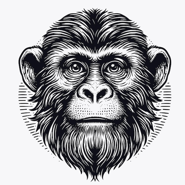 Ilustración de un mono con estilo de grabado