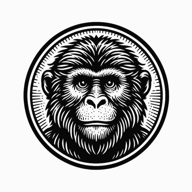 Vector ilustración de un mono con estilo de grabado