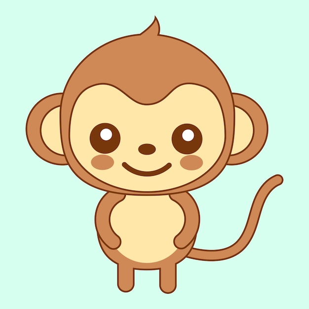 Ilustración de un mono lindo y plano vectorial