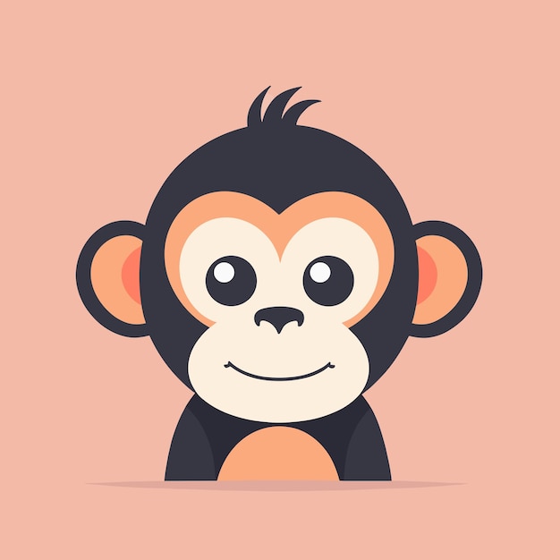 Ilustración de un mono lindo y plano