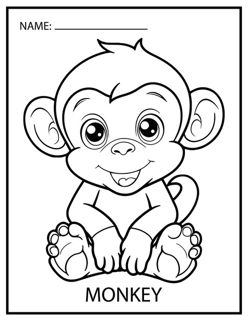 Vector ilustración de mono vectorial para colorear para niños