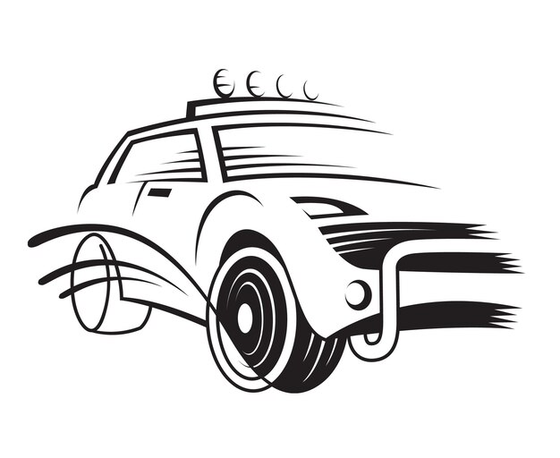 ilustración monocroma de coche