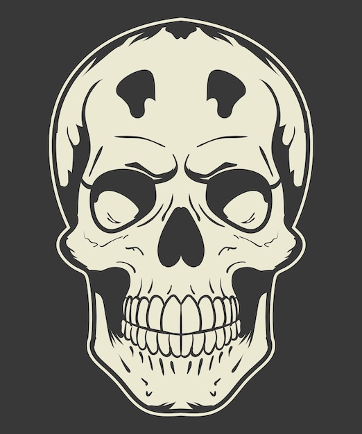 Ilustración monocroma de cráneo