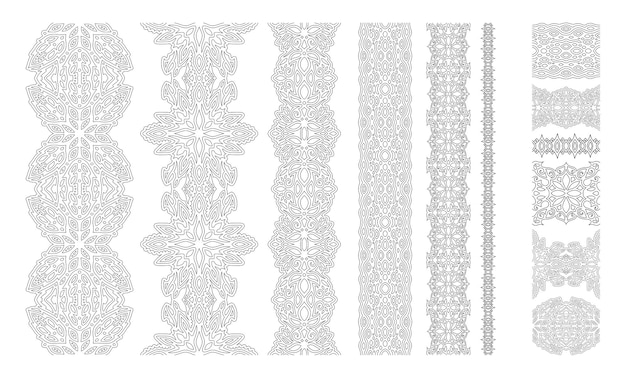 Ilustración monocromática para colorear página con pinceles vintage detallados aislados