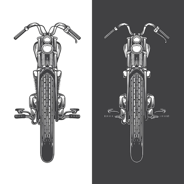 Ilustración monocromática de motocicleta vintage