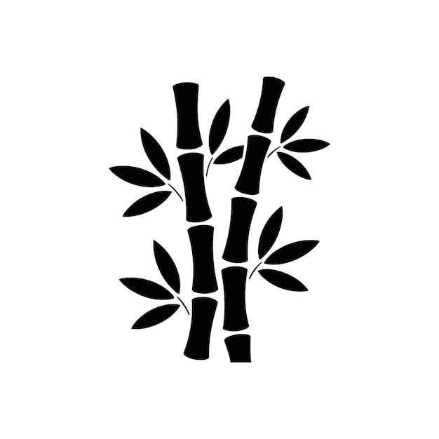 Ilustración monocromática de tallos y hojas de bambú