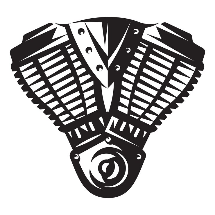 Vector ilustración monocromática vectorial del motor de la motocicleta