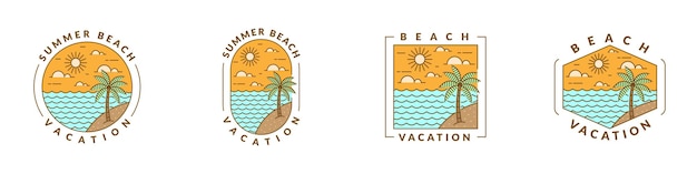 Vector ilustración de monolina de playa o estilo de arte de línea