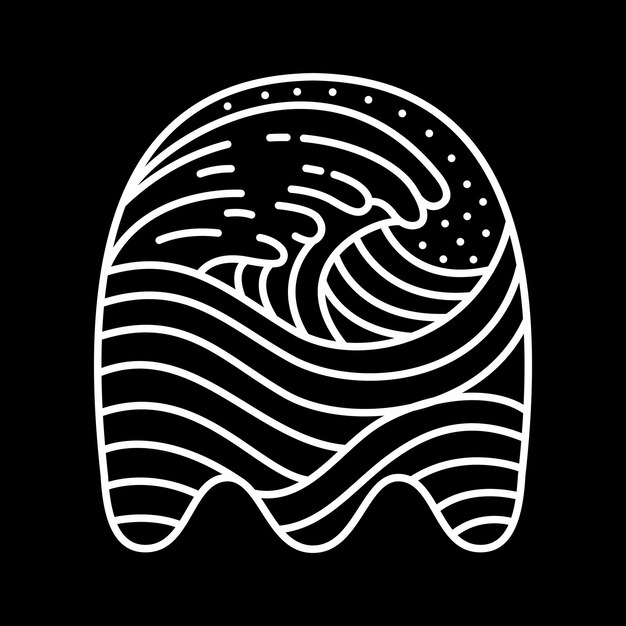 Ilustración de Monoline del fantasma de las olas