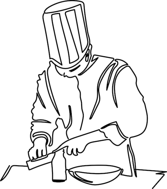 Ilustración en monolíneas del chef