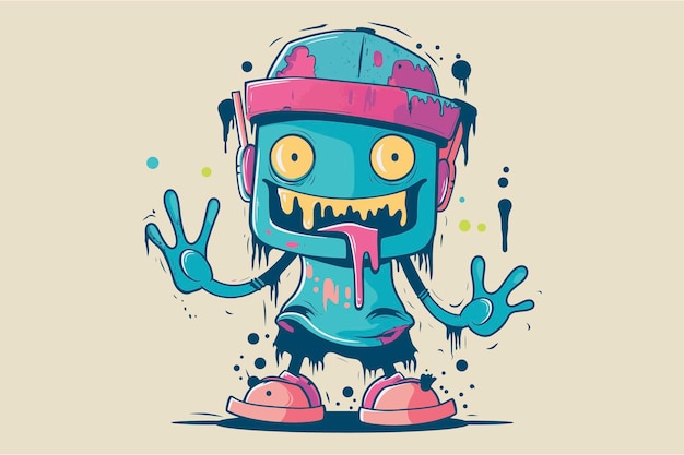 Ilustración del monstruo azul vectorial